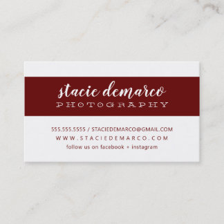SIMPLE MODERN BAND plain clean burgundy white Business Card