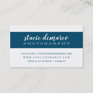 SIMPLE MODERN BAND plain clean dark blue white Business Card