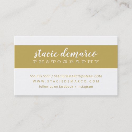 SIMPLE MODERN BAND plain clean old gold white Business Card