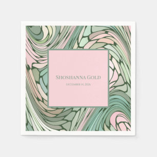 Simple Modern Bat Mitzvah Pink and Green Napkins