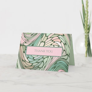 Simple Modern Bat Mitzvah Pink and Green Thank You Card