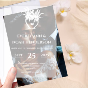 Simple Modern Beach Palm Tree Minimalist Wedding Vellum Invitations