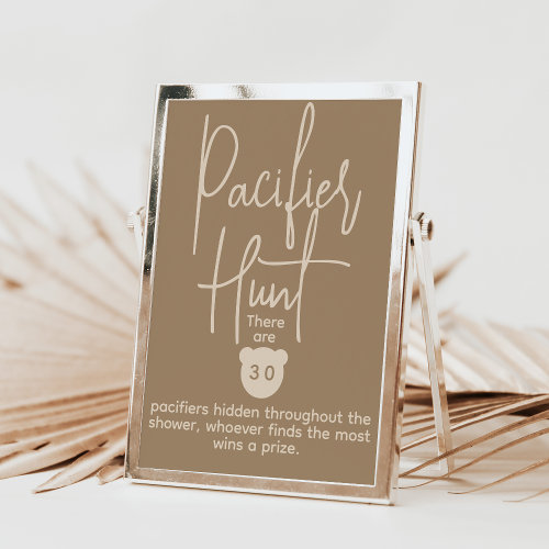 Simple modern Bear Baby Shower Pacifier Hunt Game