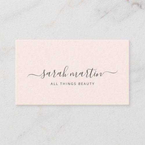 Simple Modern Beauty Salon Blush Pink Elegant Business Card