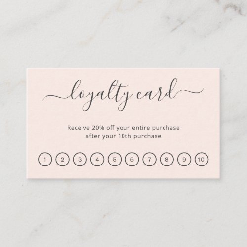 Simple Modern Beauty Salon Blush Pink Elegant Loyalty Card