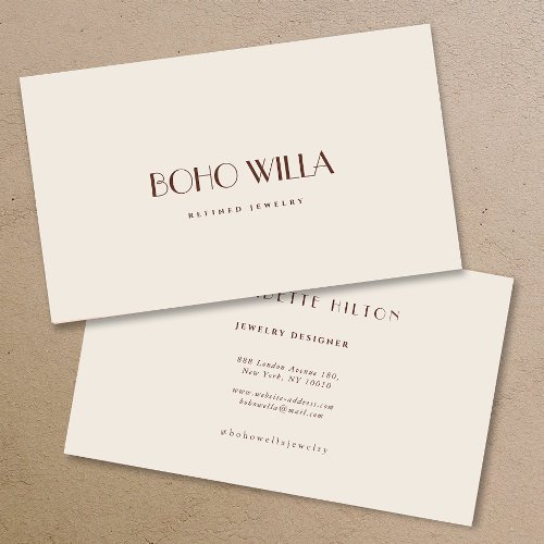 Simple Modern Beige Minimalist Professional Business Card