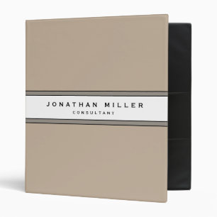Simple Modern Beige   Name & Title 3 Ring Binder