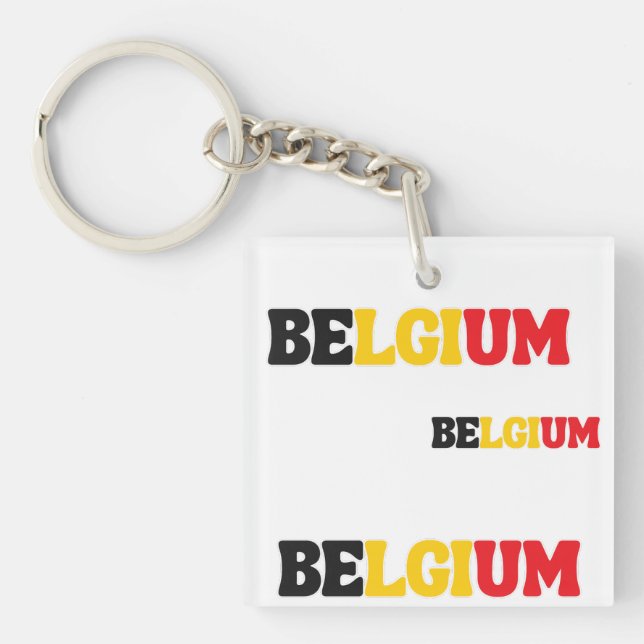 Simple Modern Belgium National Flag Apparel Keychain (Front)