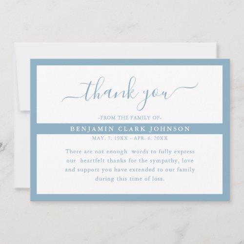 Simple Modern Bereavement Sympathy Funeral Thank You Card