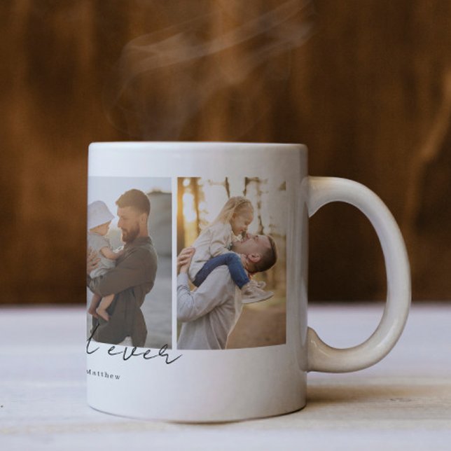Simple Modern Best Dad Ever 4 Photos Collage Coffee Mug (Creator Uploaded)