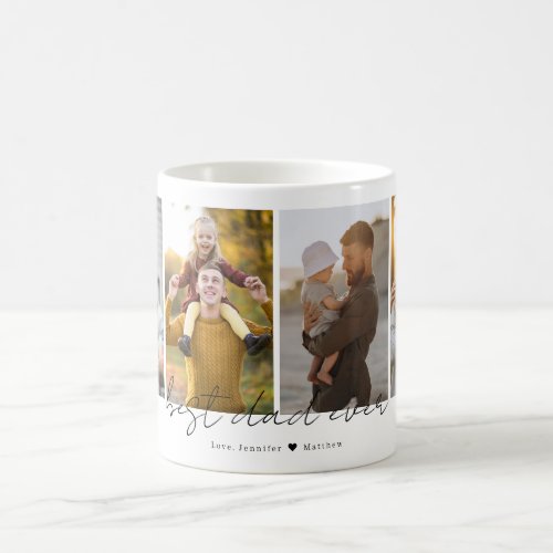 Simple Modern Best Dad Ever 4 Photos Collage Coffee Mug
