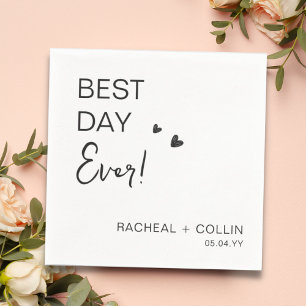 Simple Modern Best Day Ever Personalized Wedding Napkins