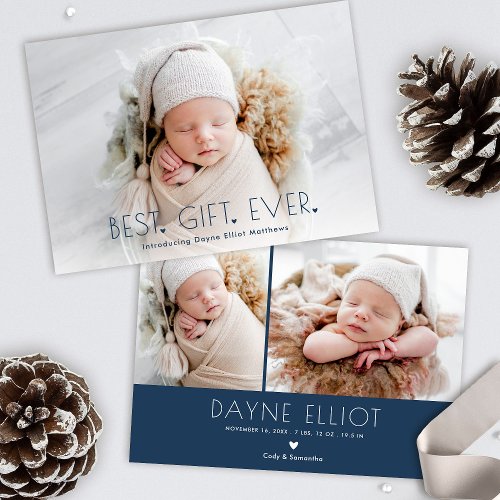 Simple Modern Best Gift Birth Announcement Blue