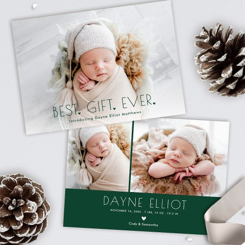 Simple Modern Best Gift Birth Announcement Green