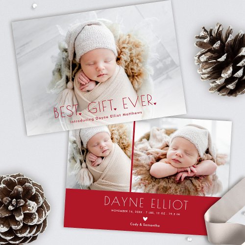 Simple Modern Best Gift Birth Announcement Red