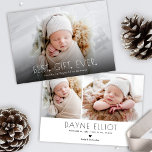 Simple Modern Best Gift Birth Announcement White<br><div class="desc">Announce the arrival of your bundle of joy with these modern minimal styled holiday birth announcements in black and white! They feature simple typography reading Best. Gift. Ever. with little hearts for the periods. A dark overlay towards the bottom allows the text to stand out against your photo. Two more...</div>
