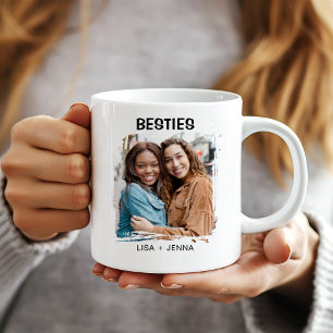 Simple Modern Besties Best Friends Photo Coffee Mug