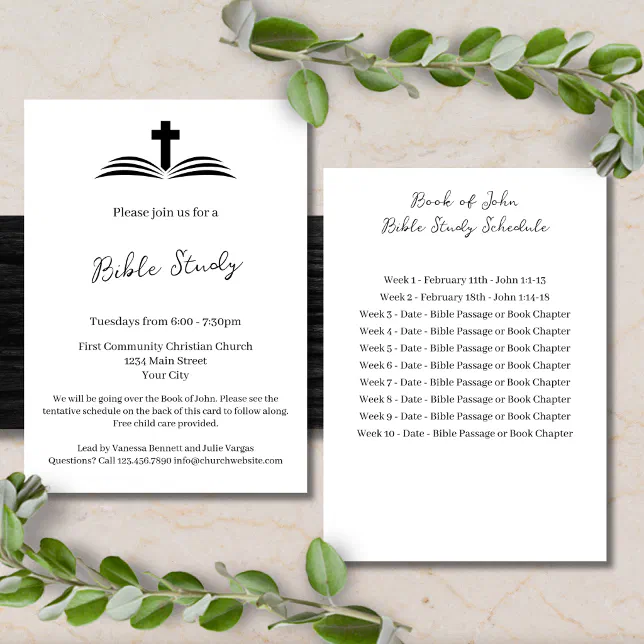 Christian Library Invitations Simple Modern Bible Study Church Event Invitation | Zazzle