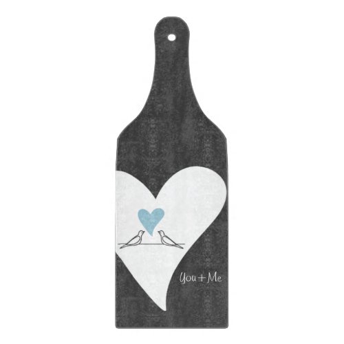 Simple Modern Birds in Love Light Blue Heart Cutting Board