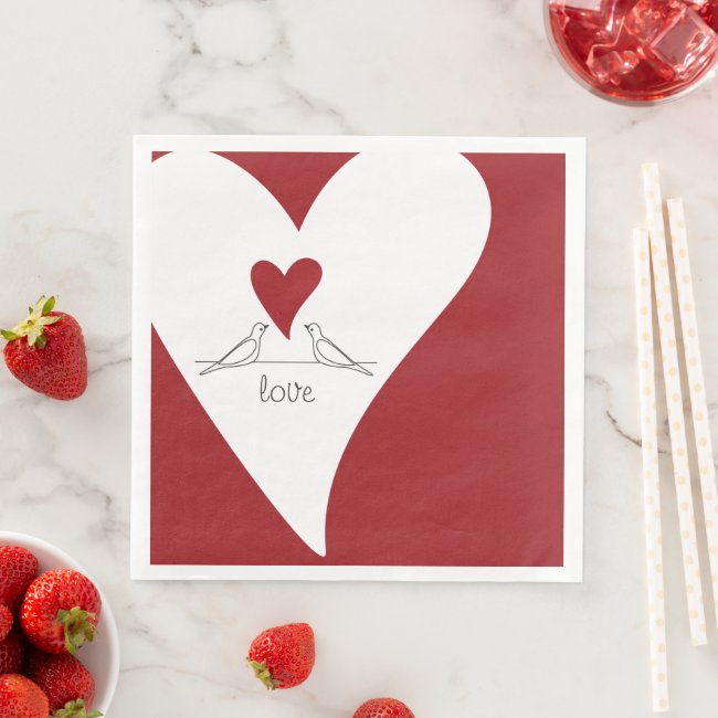 Simple Modern Birds in Love Red Heart