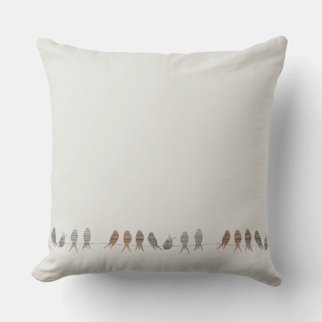 Simple Modern Birds On A Wire Throw Pillow (Front)