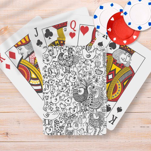 Simple Modern Birds Pattern Black and White  Playing Cards