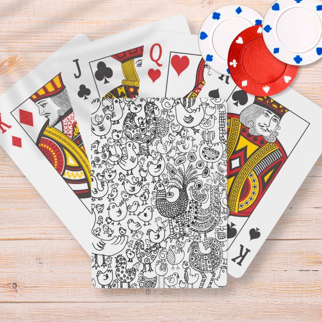 Simple Modern Birds Pattern Black and White  Poker Cards (Creator Uploaded)