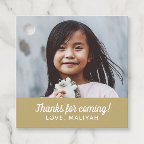 Simple Modern Birthday Photo Thank You Gold Favor Tags