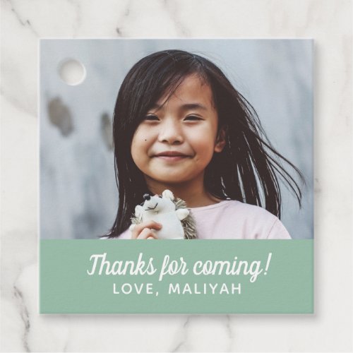 Simple Modern Birthday Photo Thank You Sage Favor Tags