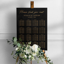 Simple Modern Black and Gold Wedding Seating Chart Foam Board