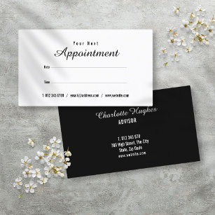 Simple Modern Black and White Appointment Card