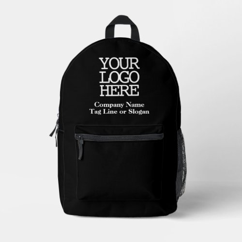 Simple Modern Black and White Business Logo Printed Backpack