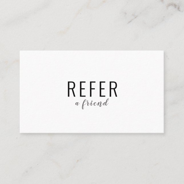 Simple Modern Black and White Business Referral Card (Front)