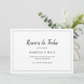 Simple Modern Black and White Elegant Spanish Save The Date (Standing Front)