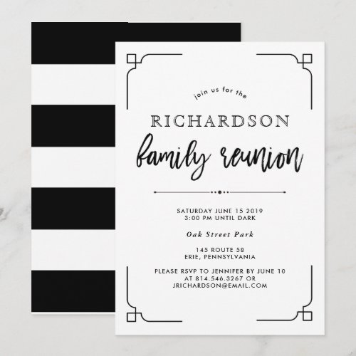Simple Modern Black and White Family Reunion