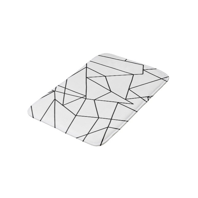 Simple Modern Black and White Geometric Pattern Bath Mat (Angled)