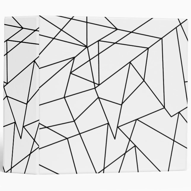 Simple Modern Black and White Geometric Pattern Binder (Front/Spine)
