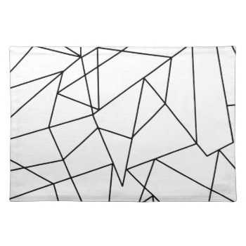 Simple Modern Black And White Geometric Pattern Cloth Placemat by BlackStrawberry_Co at Zazzle
