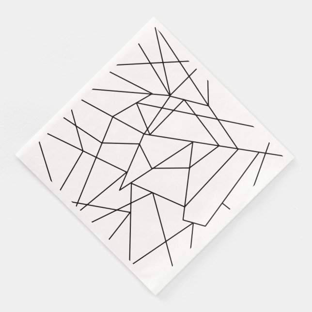 Simple Modern Black and White Geometric Pattern Paper Dinner Napkins (Corner)