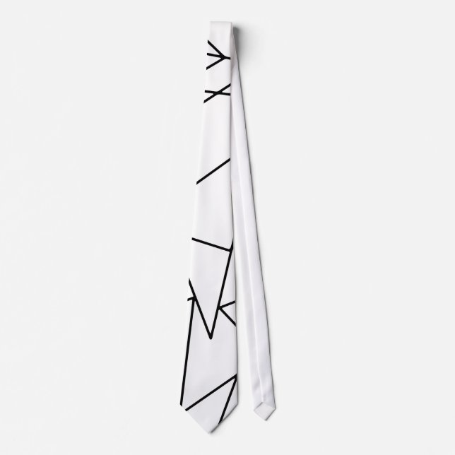 Simple Modern Black and White Geometric Pattern Tie (Front)