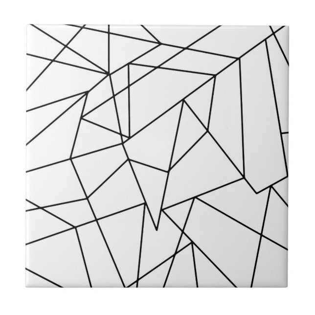 Simple Modern Black and White Geometric Pattern Tile (Front)