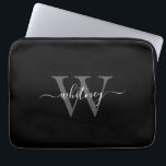 Simple Modern Black and White Monogram Initial Laptop Sleeve<br><div class="desc">A cute black and white design with a simple and modern monogram name and initial.</div>