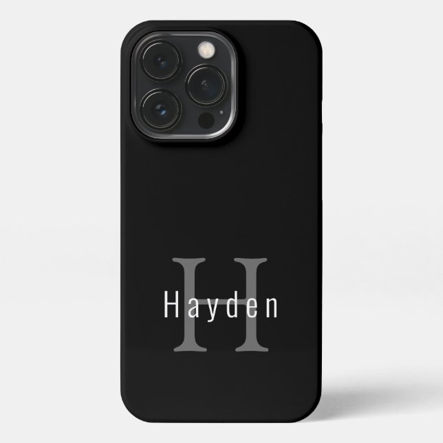 Simple Modern Black and White Monogram iPhone Case (Back)