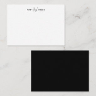 Simple Modern Black and White Monogram Note Card