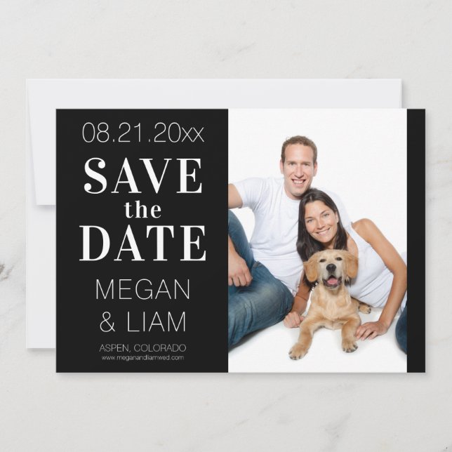 Simple Modern Black and White Photo Save The Date (Front)