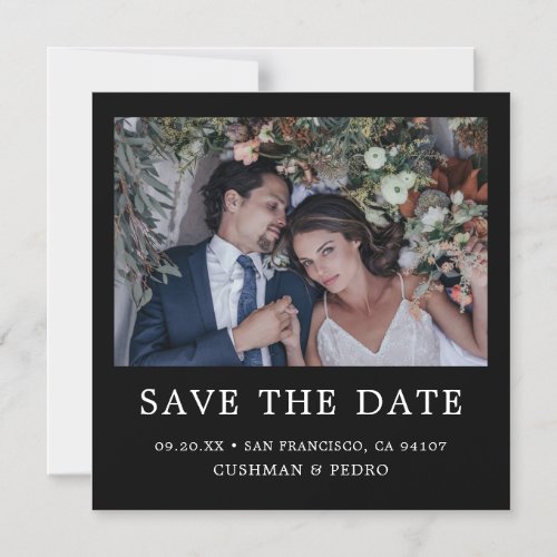 Simple Modern Black And White Photo Save The Date  Magnetic Invitation