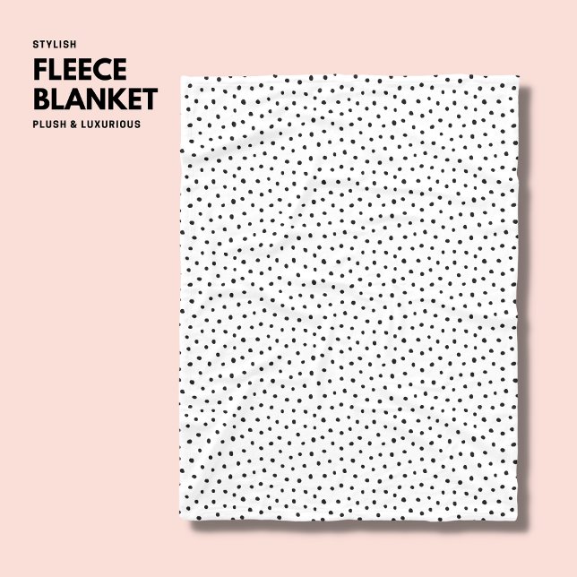 Simple Modern Black and White Polka Dot Fleece Blanket (Creator Uploaded)
