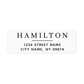 Simple Modern Black And White Return Address Label by dulceevents at Zazzle