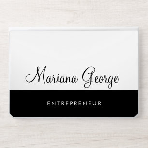Simple Modern Black and White Script Name HP Laptop Skin