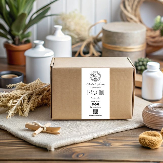 Simple Modern Black And White Thank You Shipping  Label (Creator Uploaded)